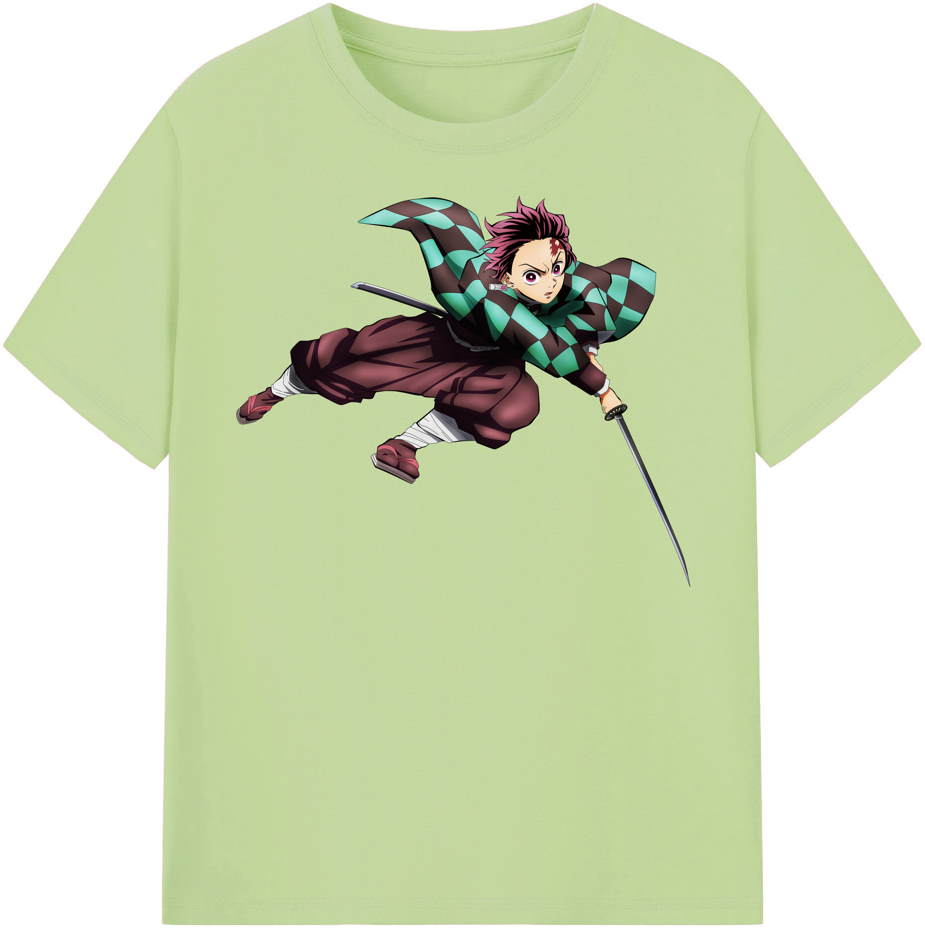 （画像用） 鬼滅の刃 竈門 炭治郎／かまど たんじろう Kamado Tanjirou 綿100％半袖Tシャツ（フロントプリント）